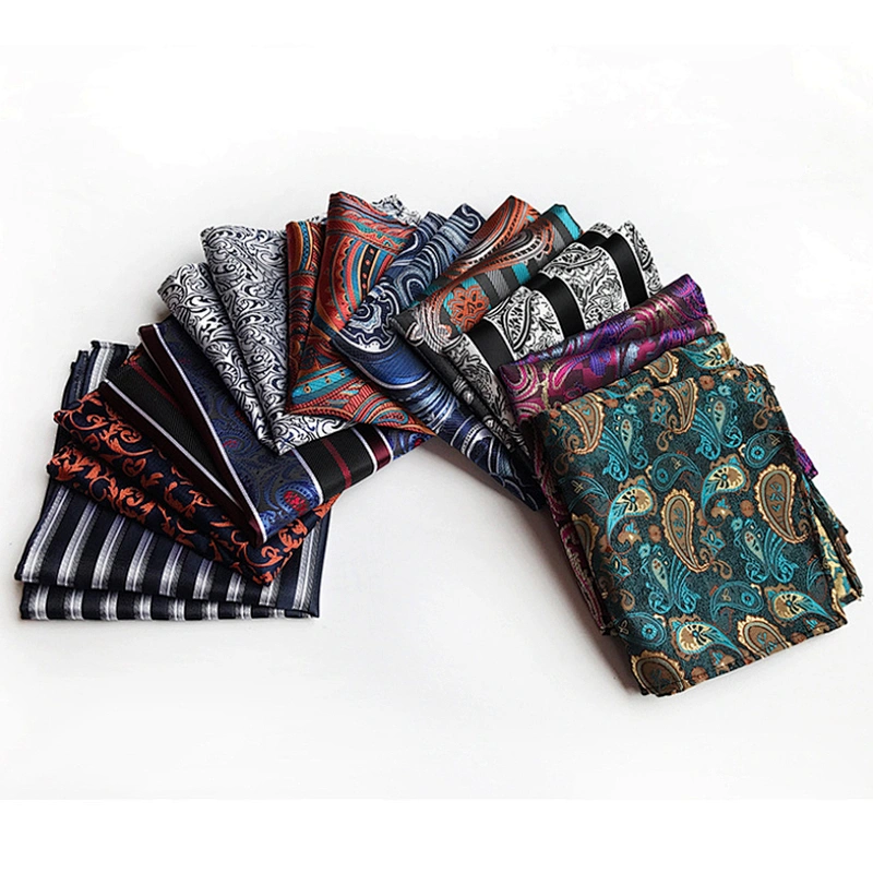 Soft Handkerchief For Men Jacquard Woven Pocket Squares For Men Striped Handkerchief Custom
