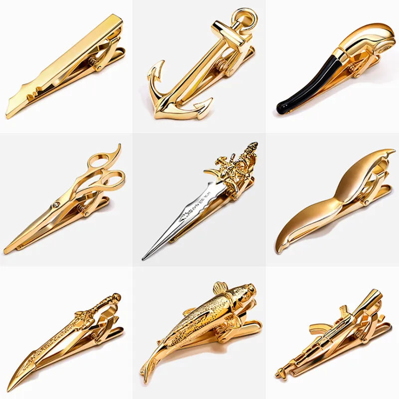 Novel tie bar sword cufflinks and tie clip gift box set gold tie pins for men