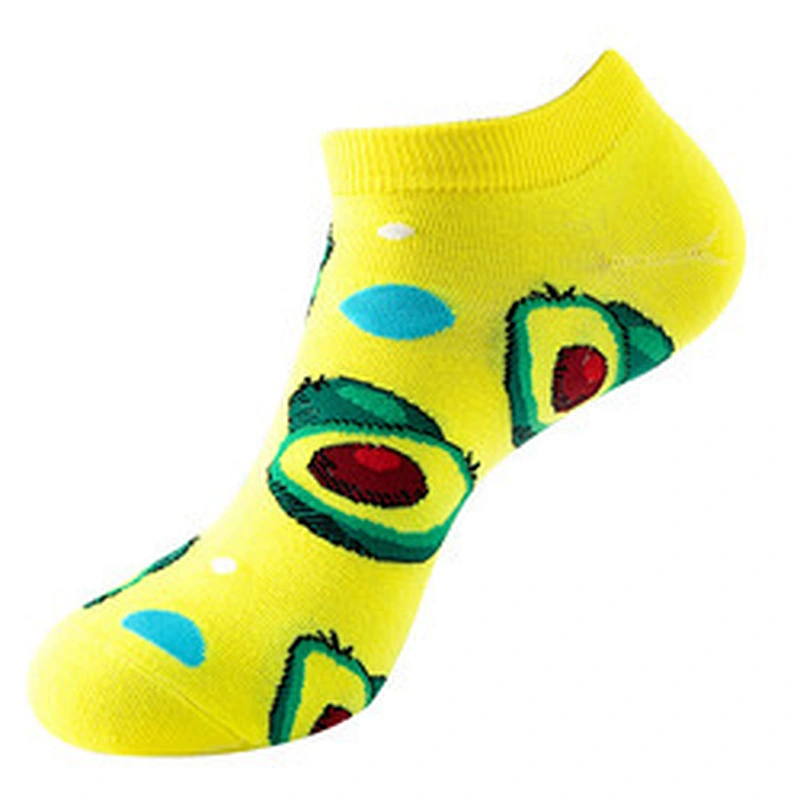 Unisex funny fashion ankle socks Low Cut Breathable Invisible Fruit Pattern Boat Ankle High Quality Socks
