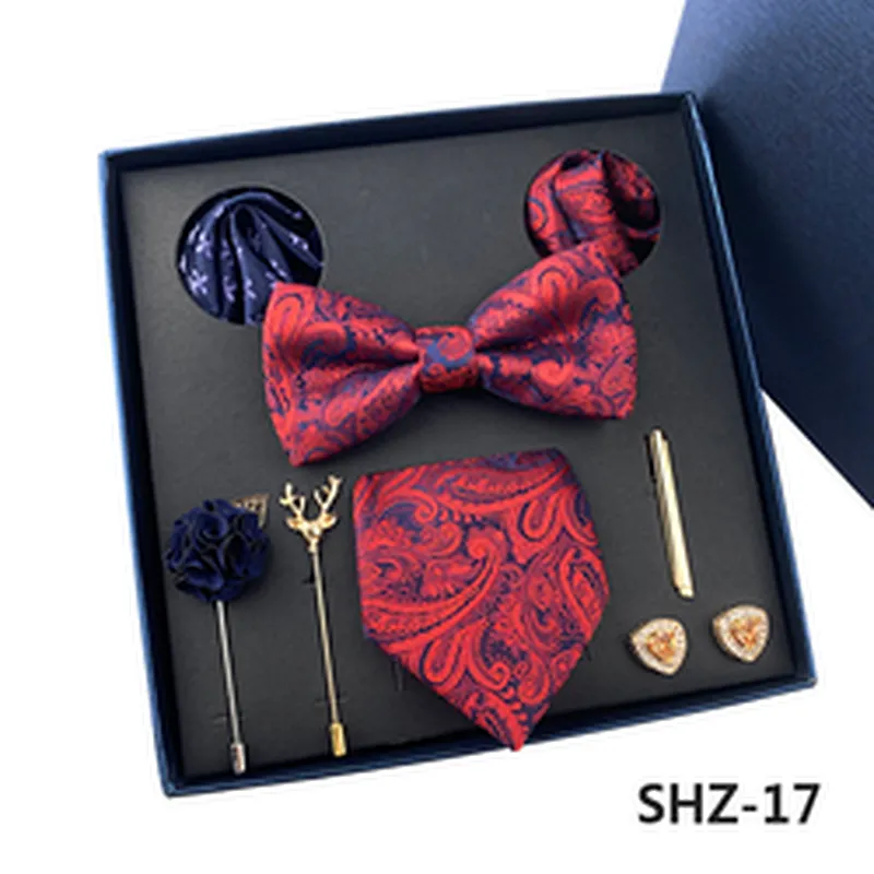 Fashion Necktie Set Gift Box Lattice Costume Cravate 8 Pieces Luxury Mens Tie Sets Gift Box Polyester Neck Tie Gift Set