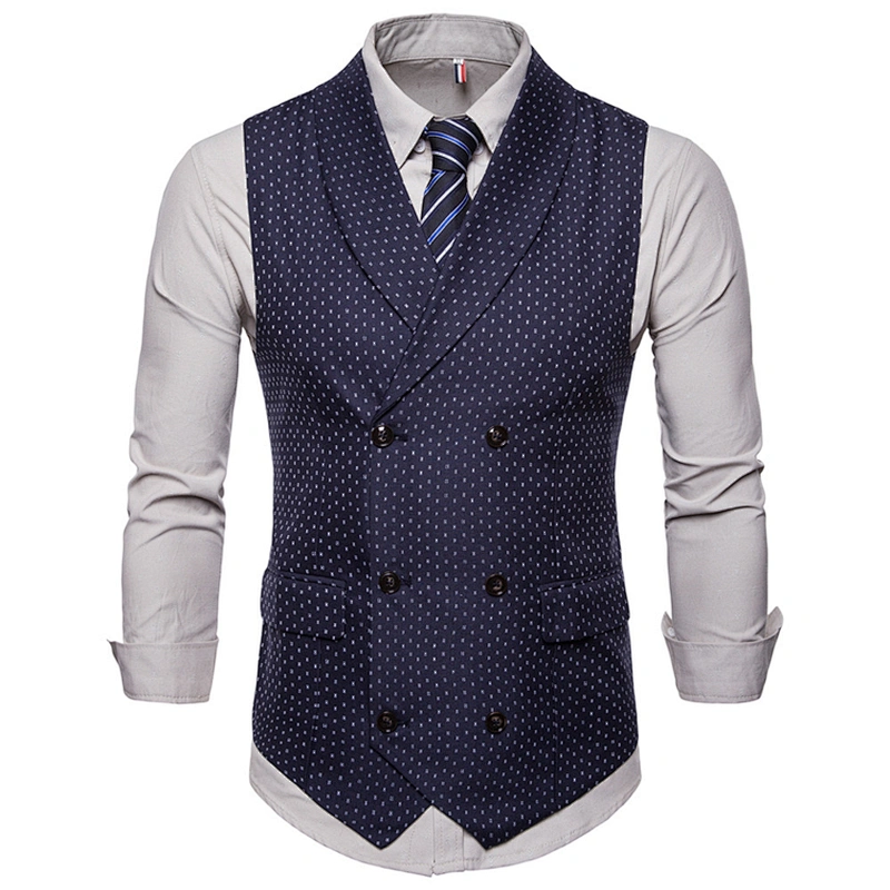 Smart Casual Black Suit Vest Men Double Breasted Gilet Vest Formal Dot Men Vest Waistcoat