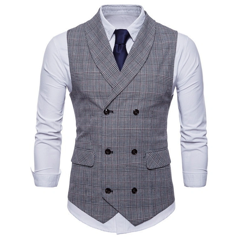 Smart Casual Men's Vests & Waistcoats Formal Suits Vest Chalecos Hombre Cotton Plaid Men's Innerwear Vest