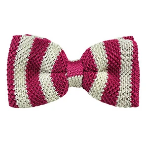 mens handmade classic stripe knitted bowtie
