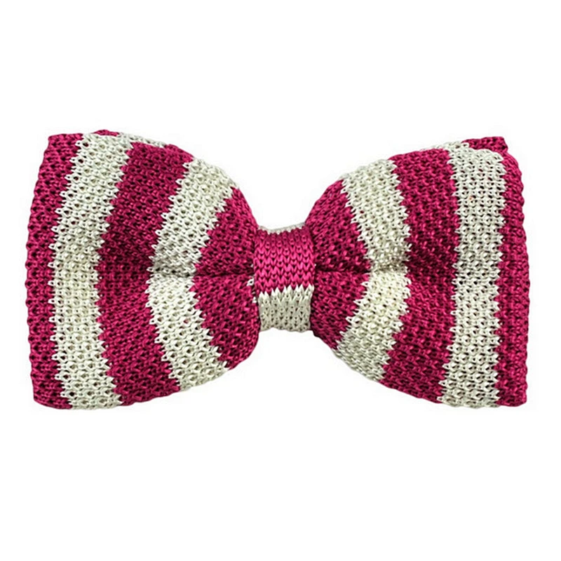 mens handmade classic stripe knitted bowtie