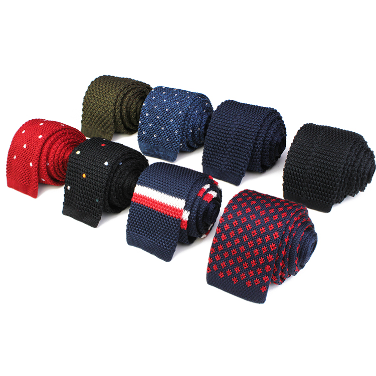 fashion mens polyester plain knit tie