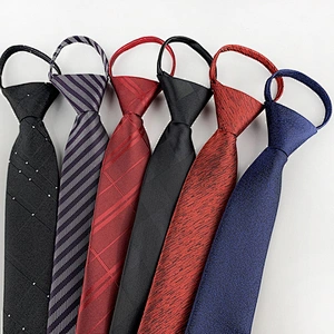Custom Zipper Tie Fashionable No Tie Plain Boys Zipper Necktie Jacquard Lazy Zipper Ties For Men