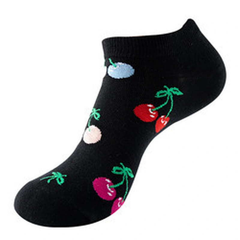 Unisex funny fashion ankle socks Low Cut Breathable Invisible Fruit Pattern Boat Ankle High Quality Socks