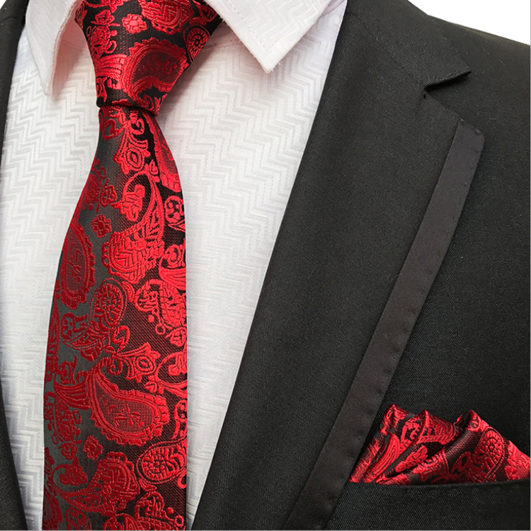Wholesale Men Ties and Hanky Set Fashion Paisley Neckties with Pocket Square Custom Ensemble Cravate Mouchoirs
