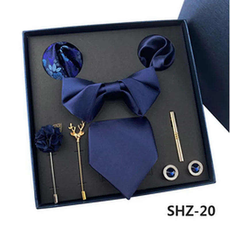 Fashion Necktie Set Gift Box Lattice Costume Cravate 8 Pieces Luxury Mens Tie Sets Gift Box Polyester Neck Tie Gift Set