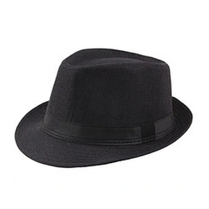 New Fashion Spring Summer Unisex Solid Color Linen Jazz Cap Fedora Hat For Decorate Beach Tourism