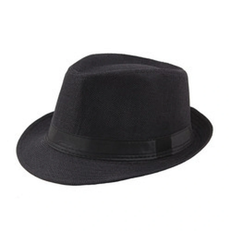 New Fashion Spring Summer Unisex Solid Color Linen Jazz Cap Fedora Hat For Decorate Beach Tourism