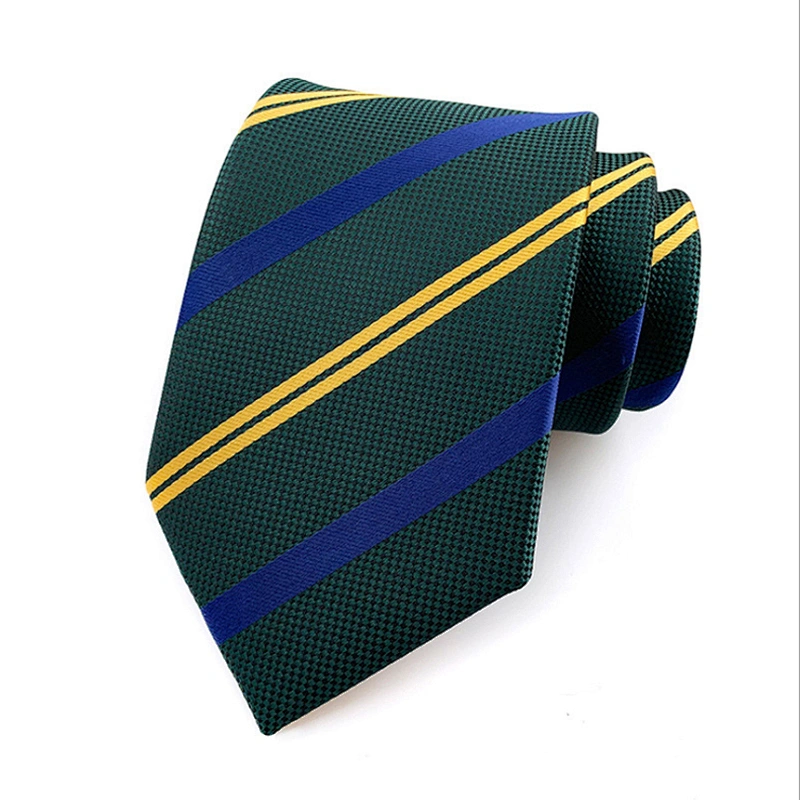 Custom Mens Neck Tie Classical Striped Necktie Wholesale Woven Jacquard  polyester tie