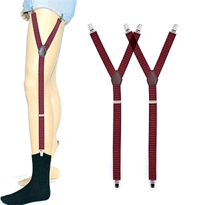 Wholesale Men's Non-slip Y Shaped Adjustable Suspenders Elastic Uniform Garter Belts Shirt Stays For Men