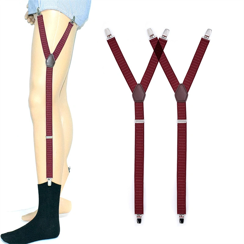 Wholesale Men's Non-slip Y Shaped Adjustable Suspenders Elastic Uniform Garter Belts Shirt Stays For Men