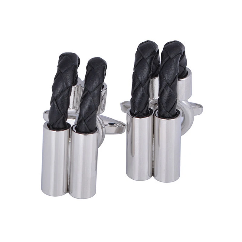 fashion style mens pu leather cufflinks