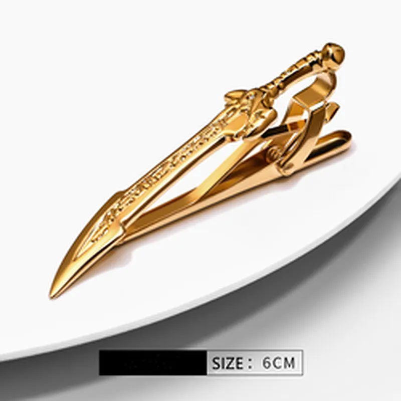 Novel tie bar sword cufflinks and tie clip gift box set gold tie pins for men