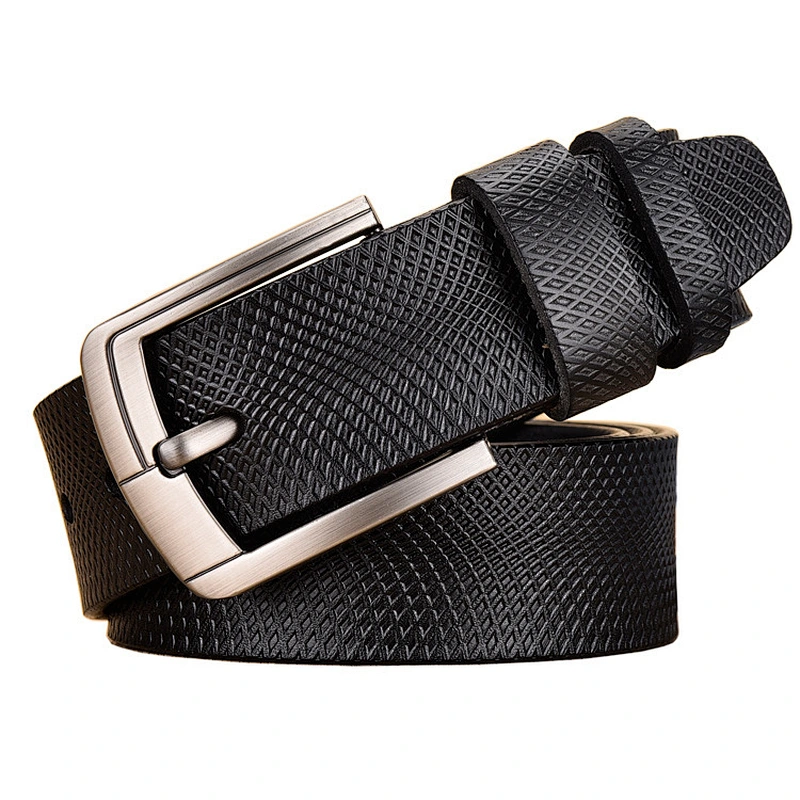 Leather belt men's vintage leather belt mesh embossed needle buckle casual pants belt