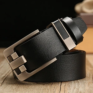 Custom logo men's pin buckle belt casual real Leather belt for men