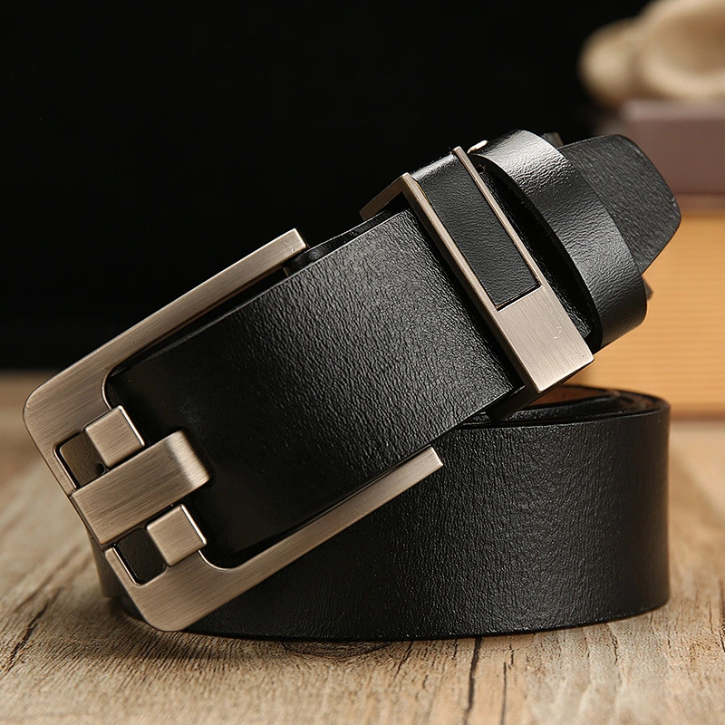 Custom logo men's pin buckle belt casual real Leather belt for men