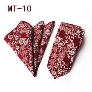 Casual Neckties with Pocket Squares Floral Men Ties and Hanky Set Classic Neck Ties For Men