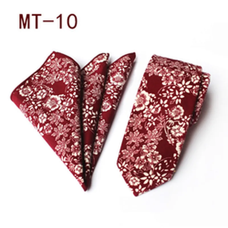 Casual Neckties with Pocket Squares Floral Men Ties and Hanky Set Classic Neck Ties For Men