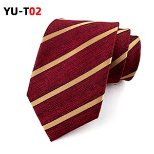 Casual Corbatas Hombres Striped Neck Ties For Men Polyester Woven Necktie Set Gift Box Custom Logo