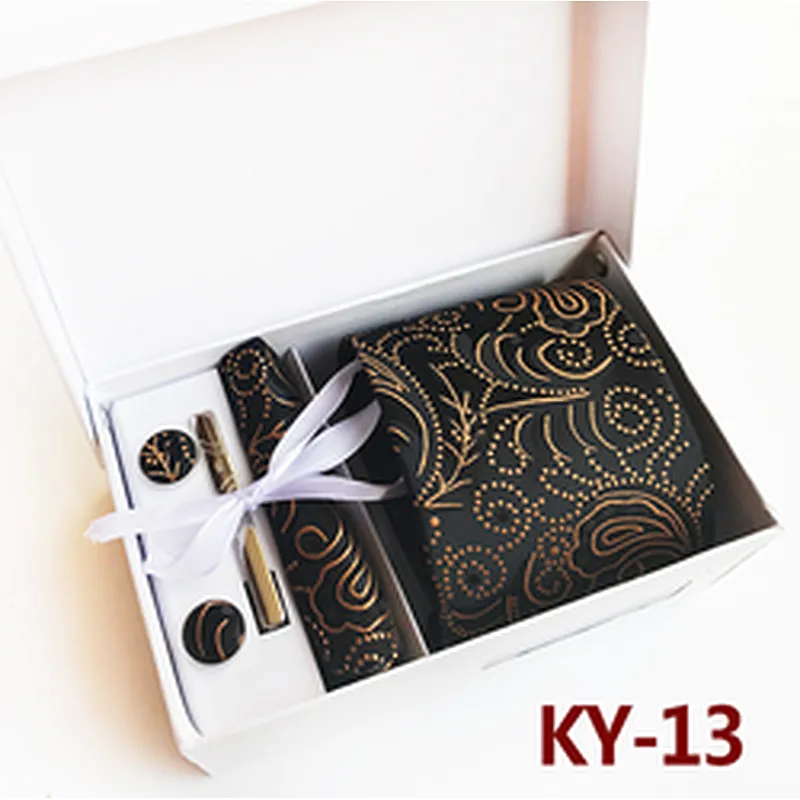 Floral Neckties With Pocket Squares Custom Men Ties and Hanky Set Casual Tie Clip Pocket Square and Cufflink Set Gift Box