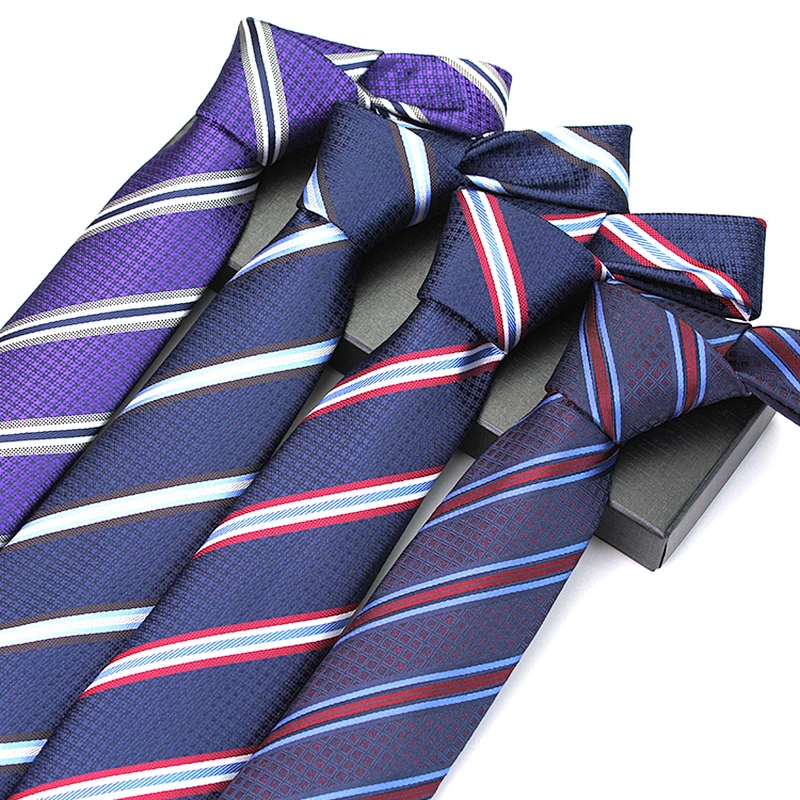 Luxury Necktie Mens Stripe Cravate Pour Homme Polyester Woven Neck Ties For Men Italian