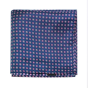 100% Silk Men's Elegant Floral Pocket Squares Handkerchief Men Printed High Quality Gift Box Set With LOGO