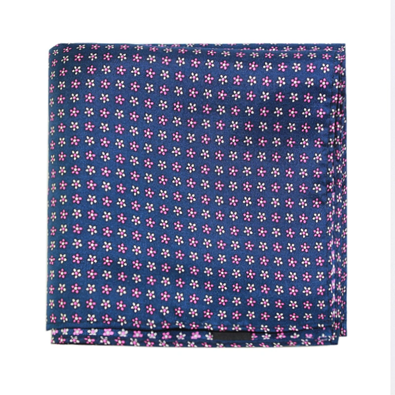 100% Silk Men's Elegant Floral Pocket Squares Handkerchief Men Printed High Quality Gift Box Set With LOGO