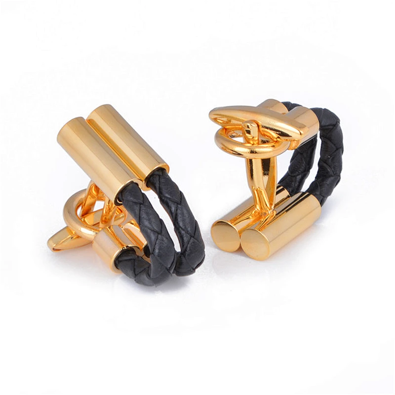 fashion style mens pu leather cufflinks