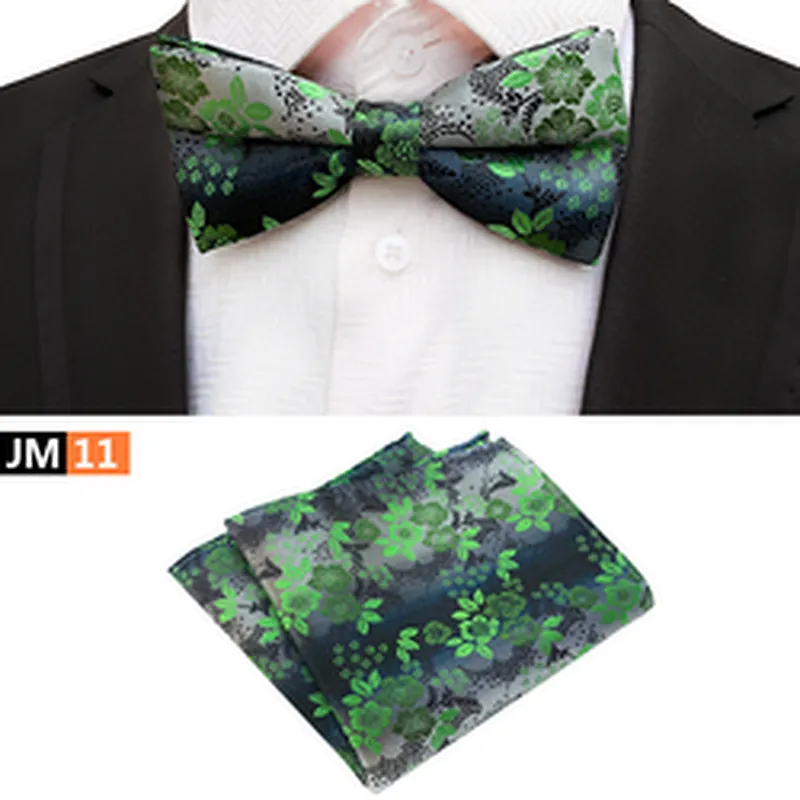Casual Mens Bow Ties and Hanky Sets Floral Pocket Squares for Men Custom Men Bow Tie Sets Handkerchief Set