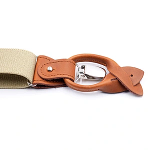 Wholesale custom Men's 6-Piece Button Adult Strap Dual-use Brown Leather Casual Suspenders