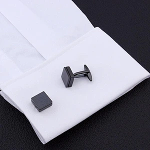 wholesale fashion mens elegant black square cufflinks