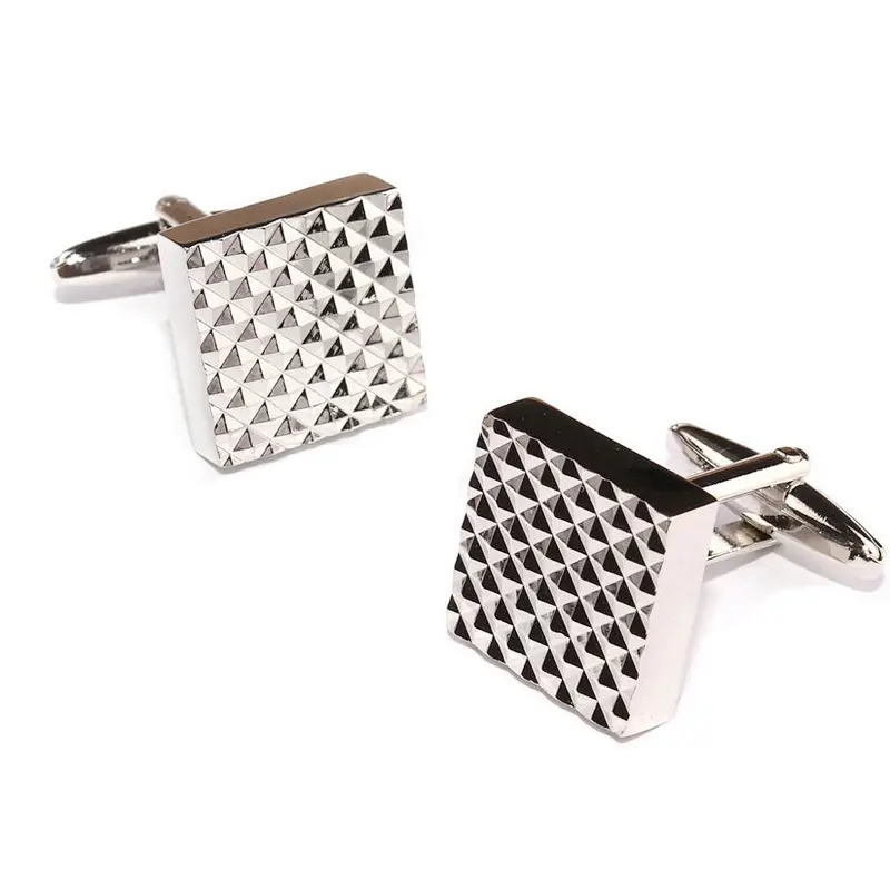 High Quality Square Shirts Brass Cufflinks Cuff Links or Tie Clips Silver Plating Luxury Decoration