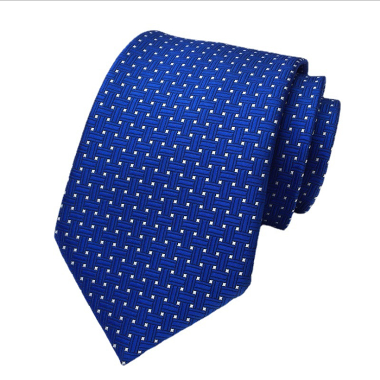 Luxury Ties Men Custom Logo Polyester Woven Corbatas Hombres Classic Checked Plain Neck Ties For Men