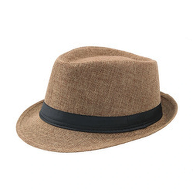 New Fashion Spring Summer Unisex Solid Color Linen Jazz Cap Fedora Hat For Decorate Beach Tourism