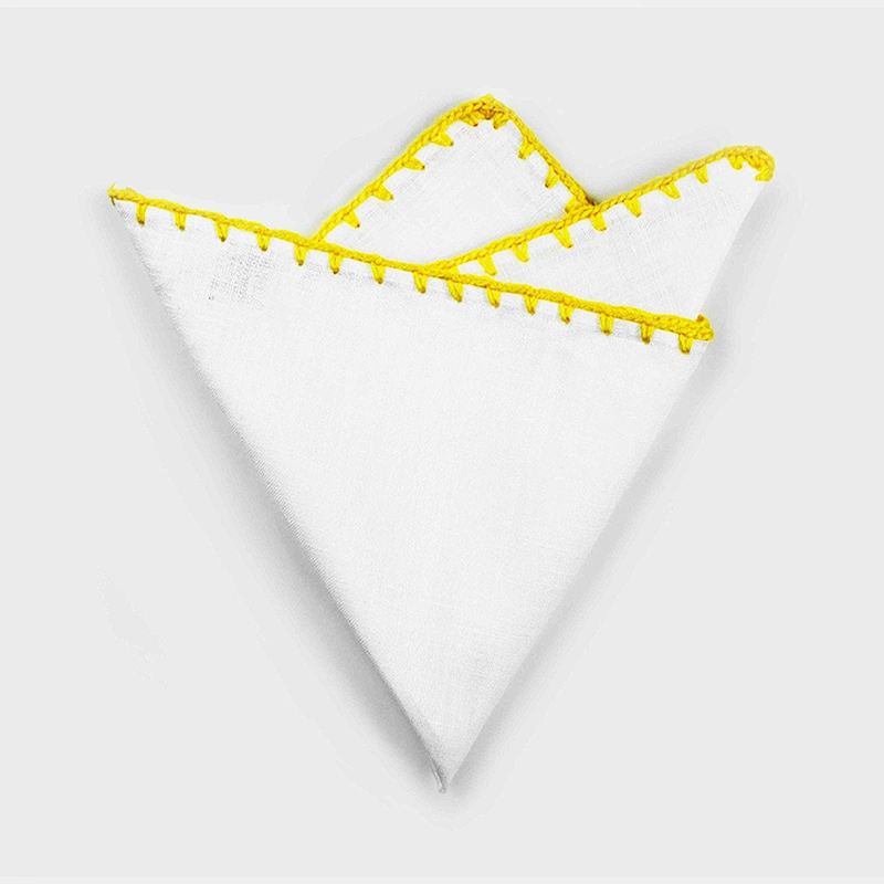 wholesale linen pocket square costom design linen handkerchief white for men