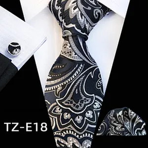 Floral Necktie Set Gift Box Custom Luxury Tie Pocket Square And Cufflink Set Jacquard Woven Mens Neck Tie Set Box