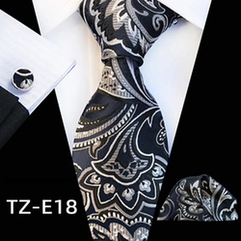 Floral Necktie Set Gift Box Custom Luxury Tie Pocket Square And Cufflink Set Jacquard Woven Mens Neck Tie Set Box