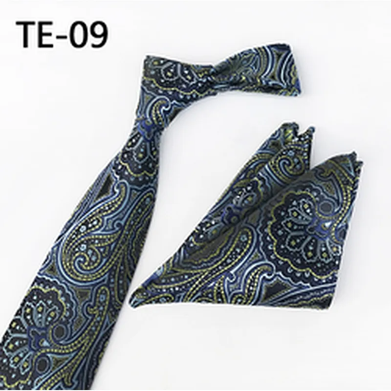Casual Men Ties and Hanky Set Fashion Floral Neckties with Pocket Square Navy Ensemble Cravate Mouchoirs