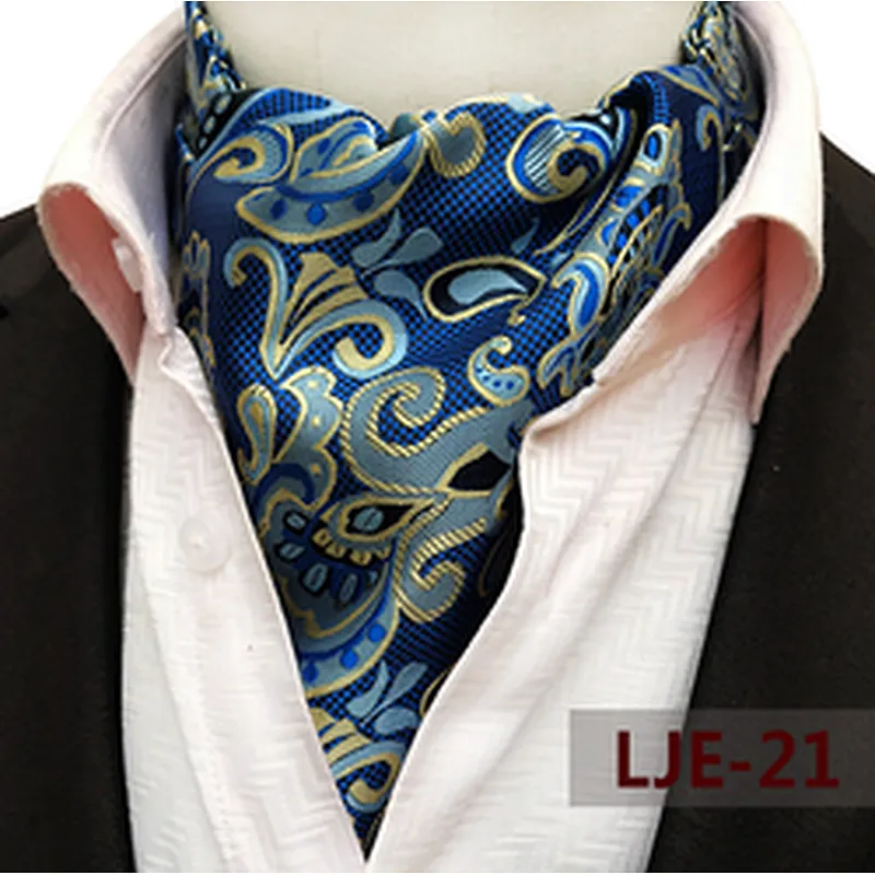 Classic Paisley Folard Mens Ascot Casual Cravate Homme Polyester Jacquard Woven Ties For Men Italian