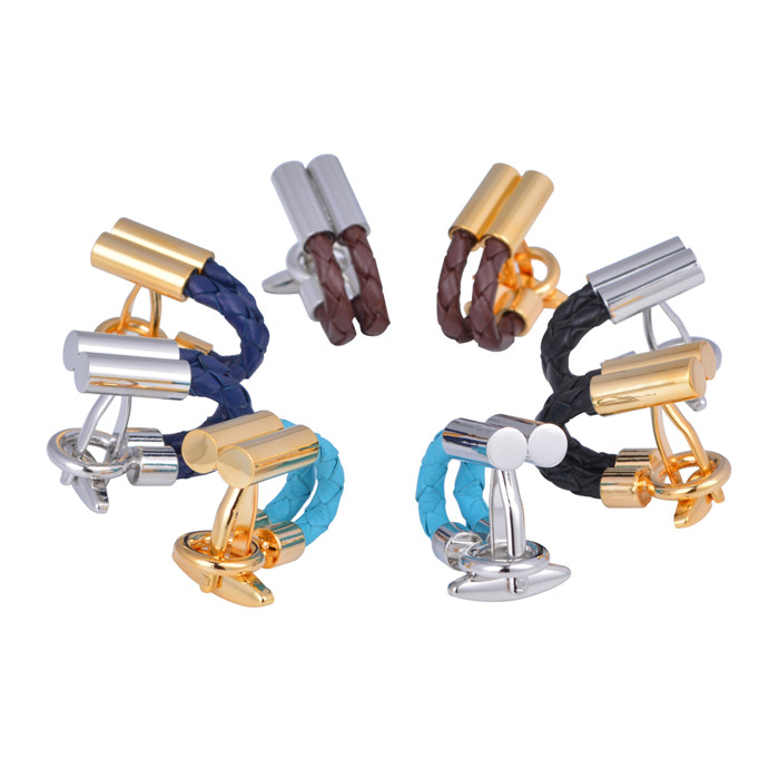 fashion style mens pu leather cufflinks