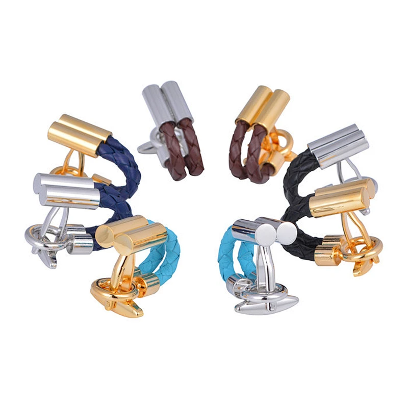 fashion style mens pu leather cufflinks
