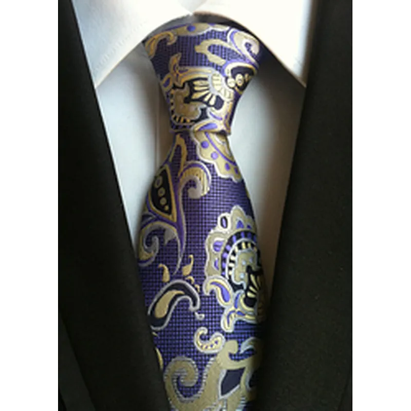 Custom Neckties Men Luxury Jacquard Cravate Homme Polyester Paisley Silk Ties