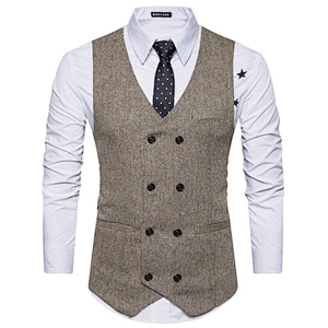 Casual Suits Vest Formal Men Vest Waistcoat Solid Cotton Men's Innerwear Vest Double Breasted Chalecos Hombre
