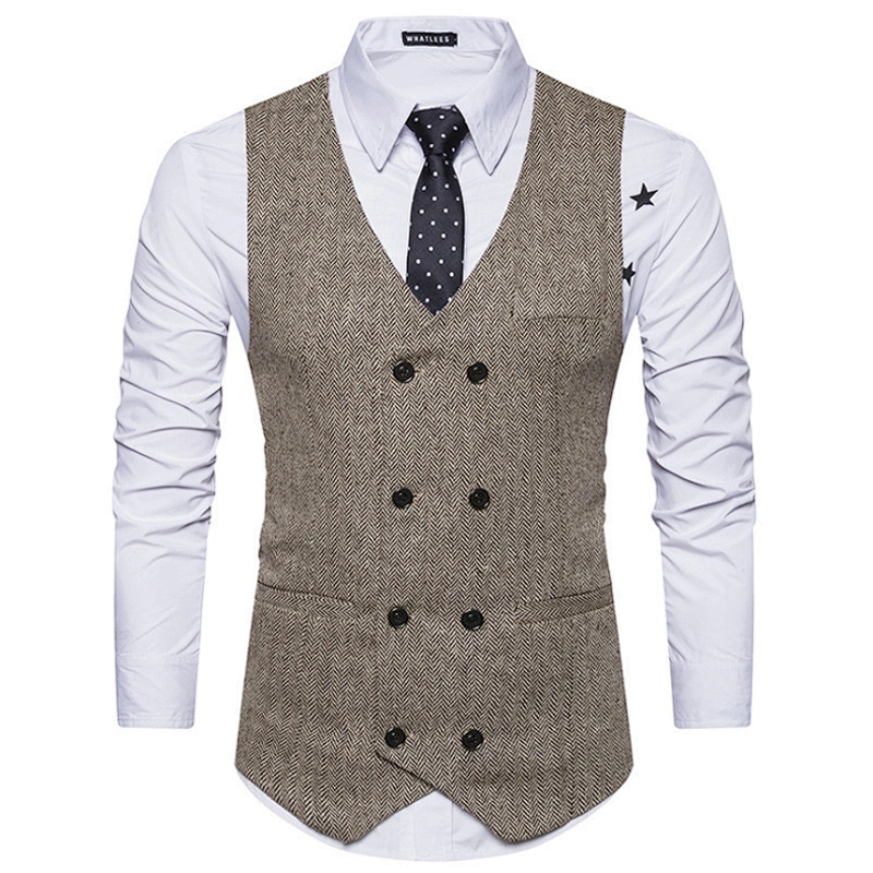 Casual Suits Vest Formal Men Vest Waistcoat Solid Cotton Men's Innerwear Vest Double Breasted Chalecos Hombre