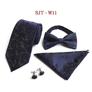 Paisley Bow Tie Necktie Set Gift Box Fashion Mens Neck Tie Set Wholesale Tie Pocket Square And Cufflink Set
