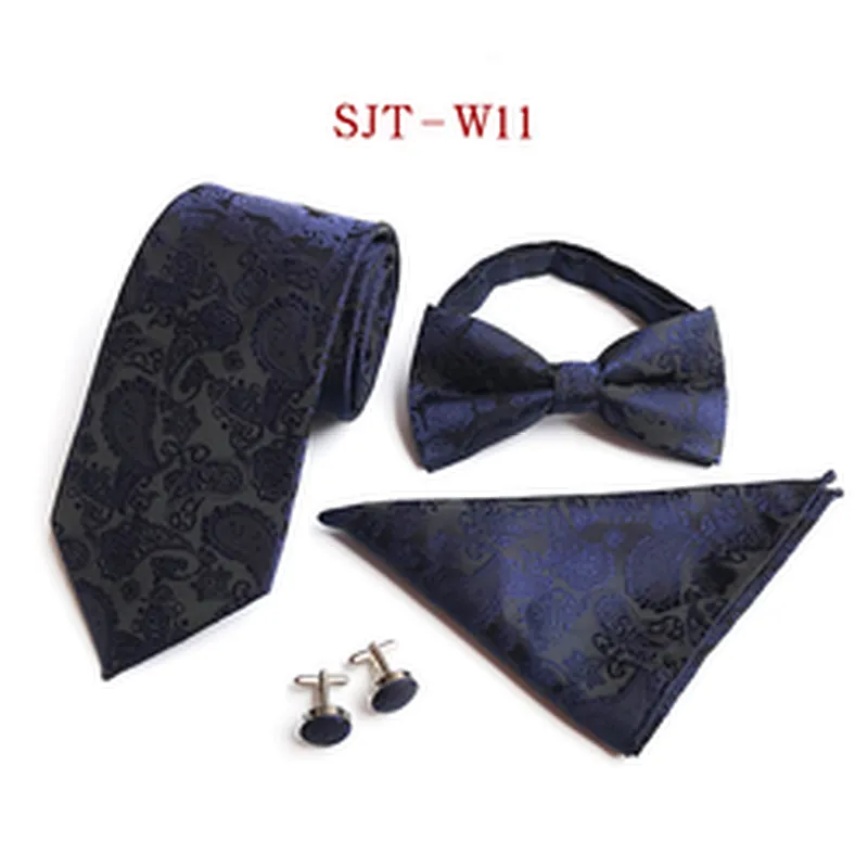 Paisley Bow Tie Necktie Set Gift Box Fashion Mens Neck Tie Set Wholesale Tie Pocket Square And Cufflink Set