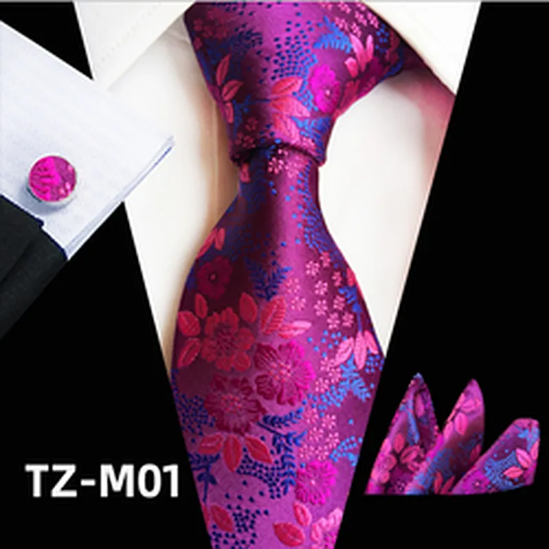 Wholesale Floral Men Ties And Hanky Cufflinks Set Casual Ties For Men Italian Luxury Neckties With Pocket Squares